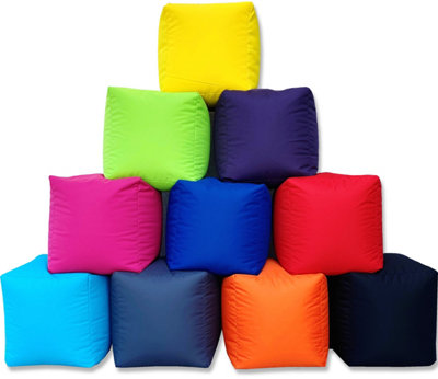 B&Q -  Beanbag Cube FootstoolWater-Resistant Bean Bag Pouffe For Indoor Or Outdoor UseRed