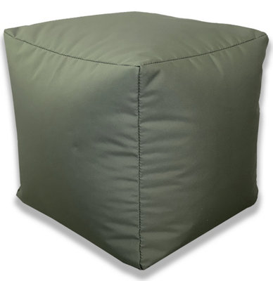 B&Q -  Beanbag Cube FootstoolWater-Resistant Bean Bag Pouffe For Indoor Or Outdoor UseOlive