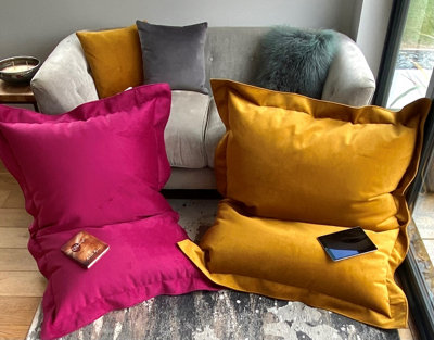Beautiful Beanbags Xl Beautiful Velvet Beanbags Multi Position Bean Bag Plush Beanbag Ready Filled - Grey