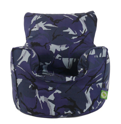 Bean Lazy Cotton Blue Urban Camo Bean Bag Arm Chair With Beans Child / Teen Size from B&Q