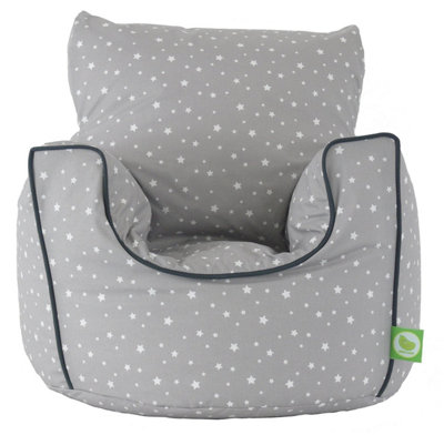 Bean Lazy Cotton Grey Stars Bean Bag Arm Chair With Beans Child / Teen Size from B&Q