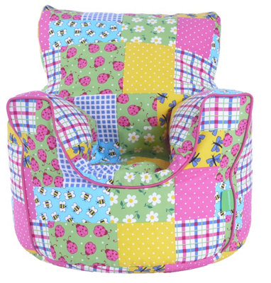 Bean Lazy Cotton Patchwork Ladybird Bean Bag Arm Chair With Beans Child / Teen Size from B&Q
