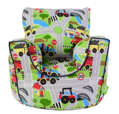 Bean Lazy Cotton Road Map Bean Bag Arm Chair Toddler Size from B&Q