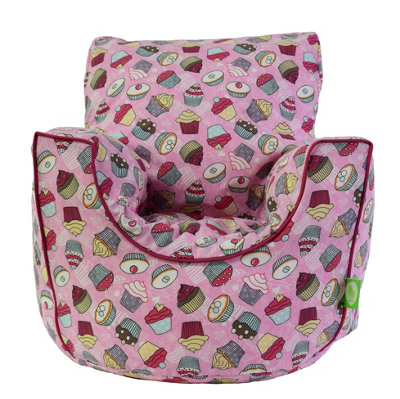Bean Lazy Cotton Pink Cupcake Bean Bag Arm Chair With Beans Child / Teen Size from B&Q