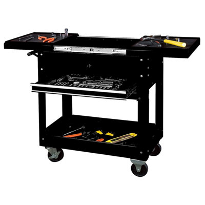 Dirty Pro Tools Black Tool Trolley Rolling Tool Chest & Workstation Storage Cabinet from B&Q