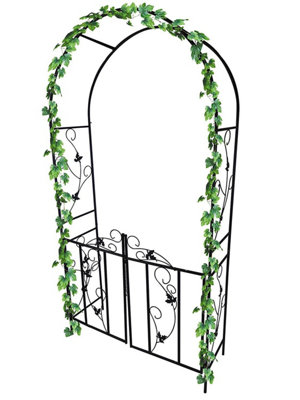 Dirty Pro Tools Metal Garden Arch With Decorative Gate Climbing Plant Support from B&Q