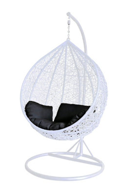 B&Q -  Rattan Swing Egg Chair White Outdoor Garden Patio Hanging Furniture