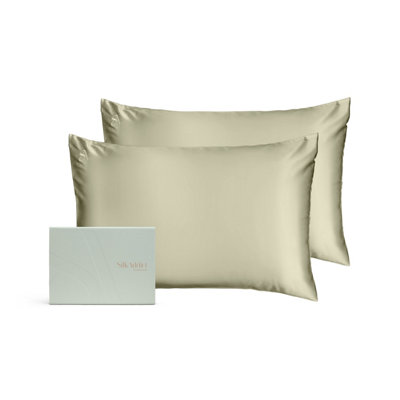 Silk Addict:Silk Addict 100% Mulberry Silk Pillowcase Twinpack – Olive Green - Image 3