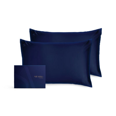 Silk Addict 100% Mulberry Silk Pillowcase Twinpack Navy - Image 3
