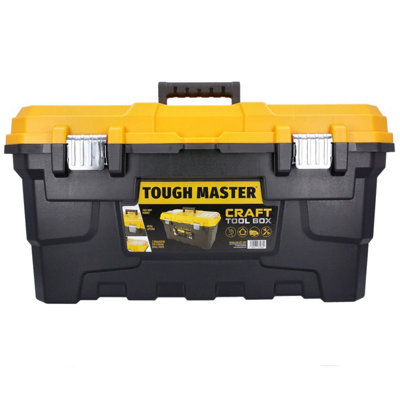 Tough Master Upt-4032 22" Heavy Duty Plastic Craft Tool Box With Tray & Compartment Organiser from B&Q