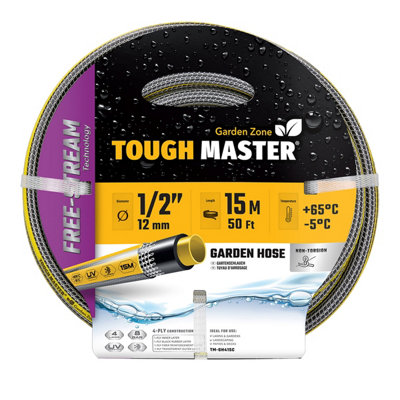 Tough Master Garden Hose Pipe Reinforced 15M / 50Ft 4 Ply Anti Kink from B&Q