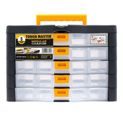 B&Q -  Small Parts Drawer Organiser Multi Drawer Carry Case 5 Drawers & Handle