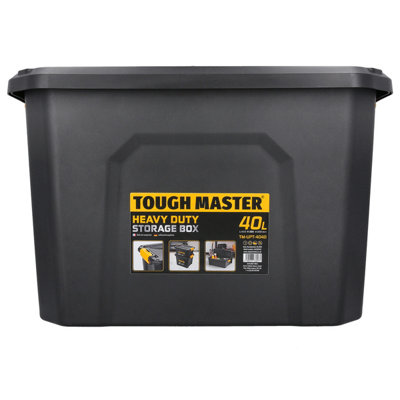 Tough Master Storage Box Heavy Duty Stackable Plastic Box Chest Organiser For ToolsToysCamping Gear40 Litres (Tm-Upt-4040) from B&Q