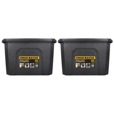 Tough Master Storage Box With Lid 40L Heavy Duty For Home Workshop Size 49X38X32CmPack Of 2 from B&Q