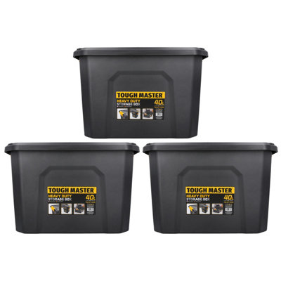 Tough Master Storage Box With Lid 40L Heavy Duty For Home Workshop Size 49X38X32CmPack Of 3 from B&Q