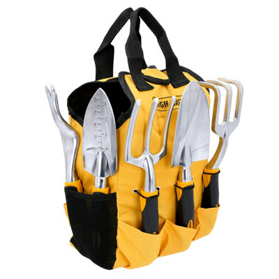 Tough Master Garden Tool Set Aluminium With Narrow ShovelTridentThree-Tooth RakeSeedling Opener & Storage Bag5 Pieces from B&Q