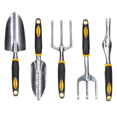 Tough Master Garden Tool Set Aluminium With Narrow ShovelTridentThree-Tooth Rake & Seedling Opener5 Pieces from B&Q