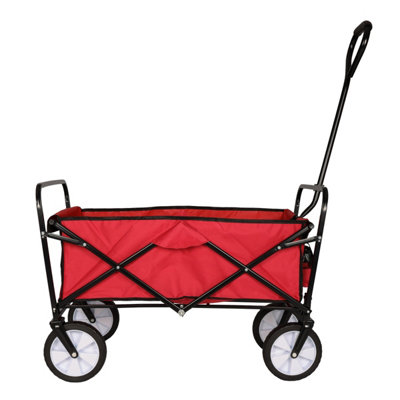 Tough Master Folding Wagon Home Garden Cart Trolley 600D Polyester In Red With 70Kg Capacity (Tm-Fwc70) from B&Q