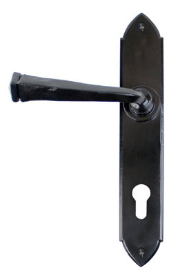 From The Anvil Black Gothic Lever Espag. Lock Set from B&Q