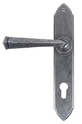 From The Anvil Pewter Gothic Lever Espag. Lock Set from B&Q