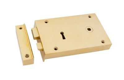 From The Anvil Polished Brass Right Hand Rim Lock - Large Golden