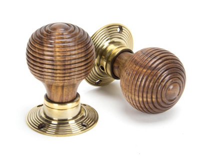 B&Q -  Rosewood & Aged Brass Beehive Mortice/rim Knob Set