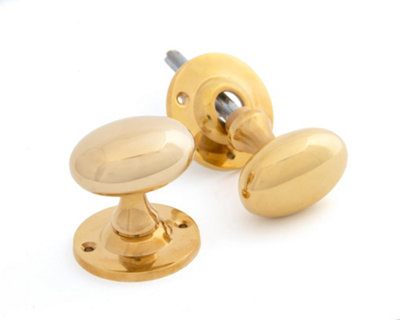 B&Q -  Polished Brass Oval Mortice/rim Knob Set