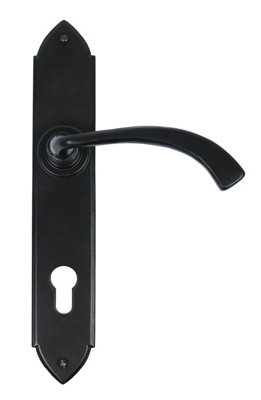 From The Anvil Black Gothic Curved Lever Espag. Lock Set from B&Q