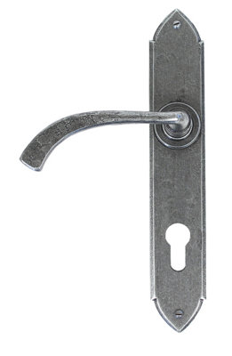 From The Anvil Pewter Gothic Curved Lever Espag. Lock Set from B&Q