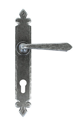 From The Anvil Pewter Cromwell Lever Espag. Lock Set from B&Q