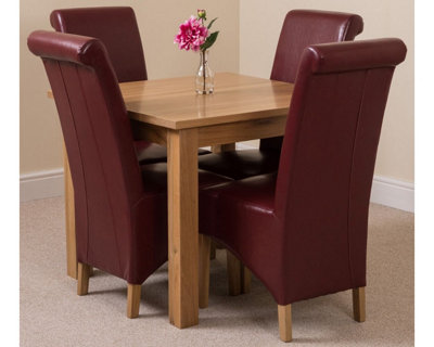 That's Furniture Burgundy Oslo 90 X 90 Cm Oak Dining Table And 4 Chairs Dining Set With Montana Leather Chairs Small