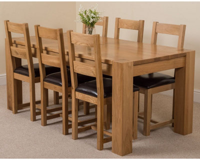 That's Furniture Kuba 180 X 90 Cm Chunky Oak Dining Table And 6 Chairs Dining Set With Lincoln Chairs from B&Q