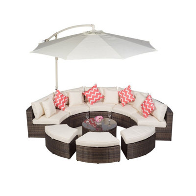 Giardino Monaco Luxury Large Rattan Garden Sofa Set - Brown