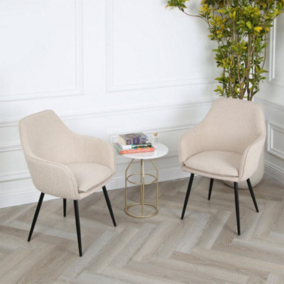 Genesis Pair Of Muse Accent Chairs In Boucle Fabric UpholsteryCream