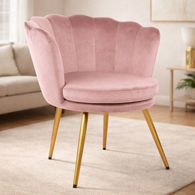 Genesis Flora Accent Chair With Petal Back Scallop Armchair In VelvetSilver Pink from B&Q