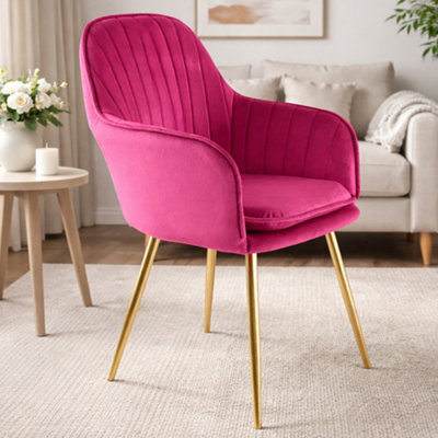Genesis Muse Accent Chair In Velvet UpholsteryFuchsia Pink