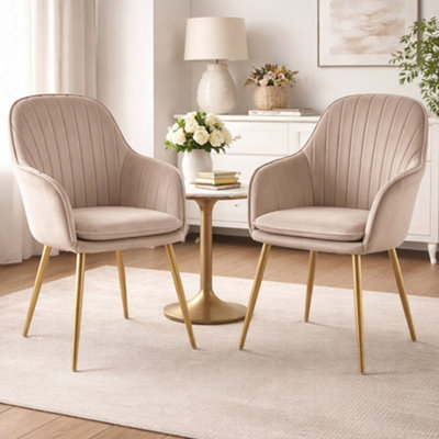 Genesis Pair Of Muse Accent Chairs In Velvet UpholsteryTaupe