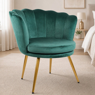 Genesis Flora Accent Chair With Petal Back Scallop Armchair In VelvetGreen from B&Q
