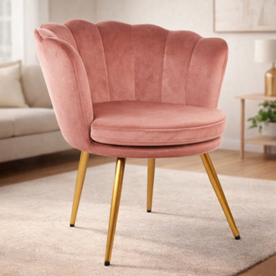 Genesis Flora Accent Chair With Petal Back Scallop Armchair In VelvetDark Pink from B&Q