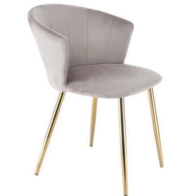 B&Q -  Ella Dining Accent Chair Upholstered In Velvet Fabric Taupe