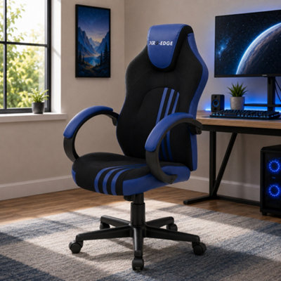 Rg-Edge Gaming Office Chair With High BackPadded Armrests & Adjustable HeightBlue