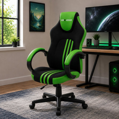 Rg-Edge Gaming Office Chair With High BackPadded Armrests & Adjustable HeightGreen