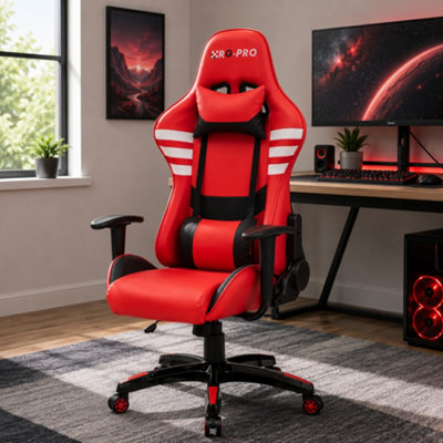 RayGar RG-PRO Gaming Chair High Back Racing Style, PU Faux Leather, Ergonomic Design with Adjustable Recline, Lumbar Support and Neck Pillow, 360 Degree Swivel (Red) - Image 4