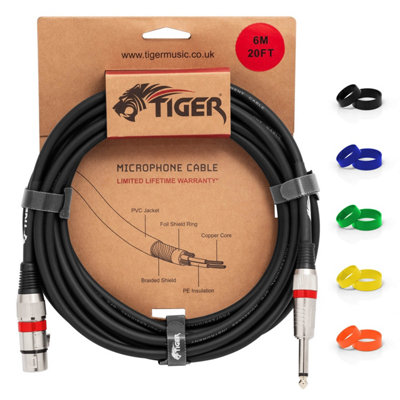 Tiger Music 20 Foot Female Xlr To 1/4 Inch Jack Microphone Instrument Cable - Neutral - Image 3