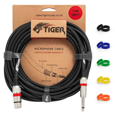 Tiger Music 30 Foot Female Xlr To 1/4 Inch Jack Microphone Instrument Cable - Neutral - Image 3