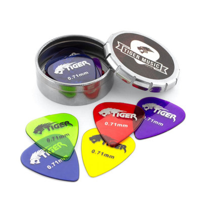 Tiger Music Guitar Plectrums With Pick Tin - 12 Gel - Neutral - Image 3