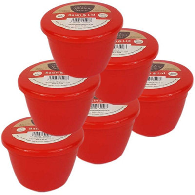 Just Pudding Basins Small Single Portion Steam Pudding Bowls With Lids Red0.25Pt6Pk