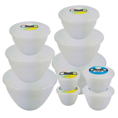 Just Pudding Basins Clear Basin Collection 2 Of Each Size 1/4 Pint To 2 Pint Clear Steam Pudding Basins With Lids10Pk from B&Q