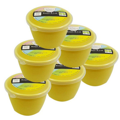 Just Pudding Basins Small Single Portion Steam Pudding Bowls With Lids Yellow0.25Pt6Pk