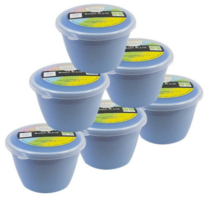 B&Q Just Pudding Basins Small Single Portion Steam Pudding Bowls With Lids Blue - 0.25Pt - 6Pk